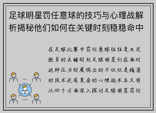 足球明星罚任意球的技巧与心理战解析揭秘他们如何在关键时刻稳稳命中目标